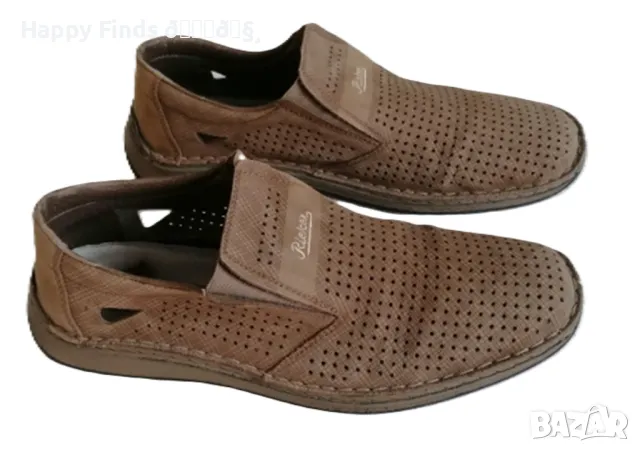 💕🧸Летни Висококачествени антистрес бежови мъжки обувки Rieker №46 естествен набук, снимка 1