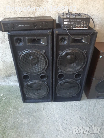 Тонколони,  усилвател и DJ смесител 