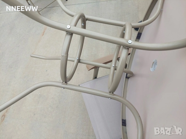 Градински комплект  Маса и 4 стола сгъваеми Бежов, снимка 8 - Градински мебели, декорация  - 54049962