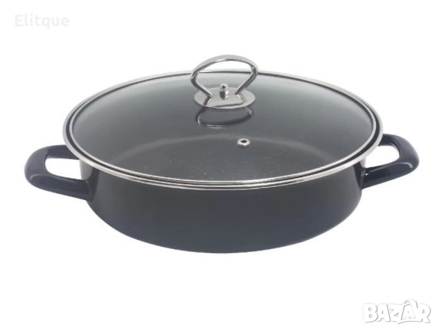 Тава с капак Rosberg, различни размери, черна/въгл.стомана с незалеп.покр.