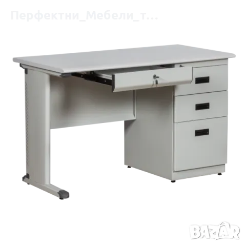 Метално бюро с  4 чекмеджета и МДФ плот 120/60 см./десен, снимка 2 - Бюра - 39604314