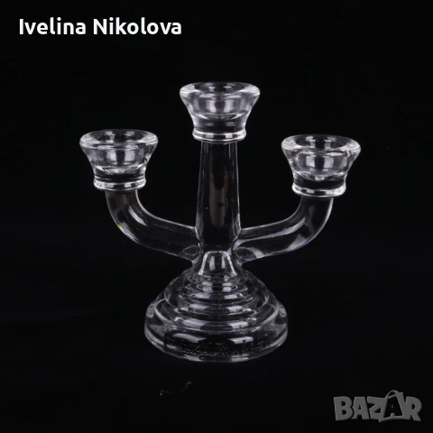 Стъклен троен свещник
