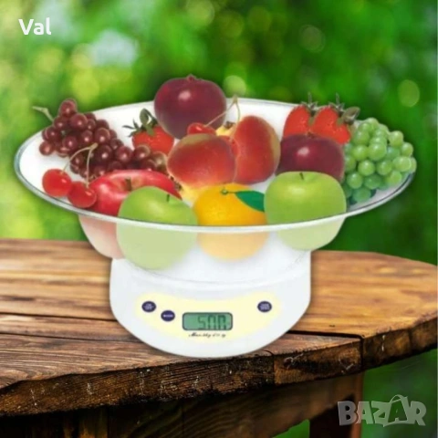 Дигитална кухненска везна, 5кг., купа, батерия, LCD екран, Бял, снимка 3 - Електронни везни - 53850277