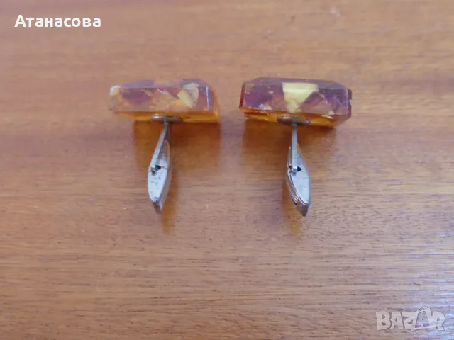 Кехлибарени бутонели копчета за ръкавели СССР 1970 г, снимка 7 - Антикварни и старинни предмети - 50046768