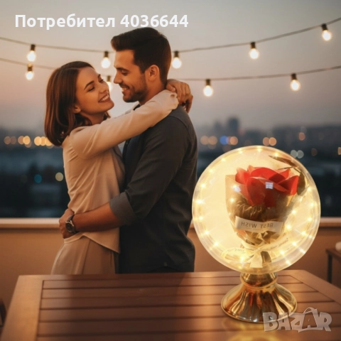 Лампа с роза и мека светлина – подарък, който остава и след празника, снимка 2 - Соларни лампи - 52171088