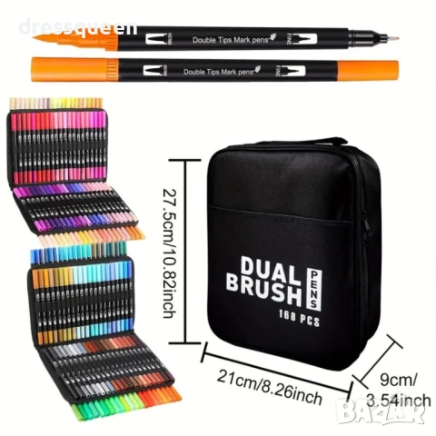 4735 Маркери с Двоен Връх Dual Brush 168 Цвята – Пълен Арт Комплект с Включена Чанта-Органайзер, снимка 8 - Рисуване и оцветяване - 53779562