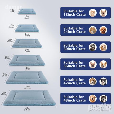 BVAGSS Мека постелка за легла за кучета, миеща се, за малки и средни кучета XH080, 76x50 см, синьо, снимка 4 - За кучета - 46447915