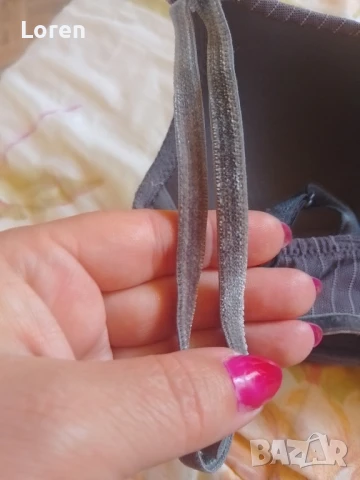 Сутиен сив на бели раенца М, снимка 3 - Бельо - 51384325