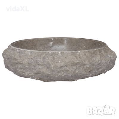 vidaXL Сива мивка, Ø40x12 см, мрамор（SKU:149157