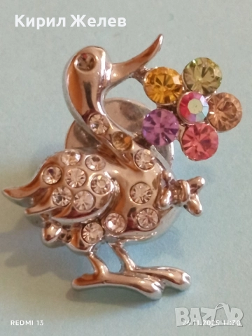 Бижу SWAROVSKI патица инкрустирана с кристали и цветни скъпоценни камъни 52229, снимка 6 - Други - 52546393