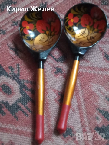 Руски рисувани лъжици дървени 53676, снимка 2 - Антикварни и старинни предмети - 53392476