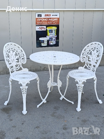 маса и два стола лят алумин 1302545, снимка 10 - Градински мебели, декорация  - 51467997