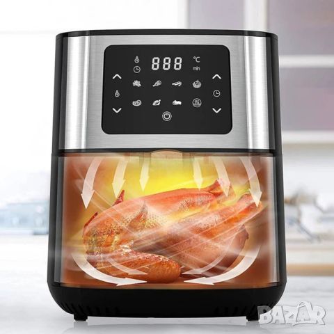 Фритюрник AirFry er Voltz OV51980M, 1400W, 5.5л., Горещ въздух, Таймер, до 200°C, Сив, 2 ГОДИНИ ГАРА, снимка 1