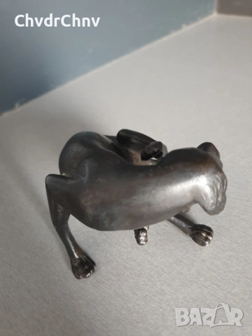малка чугунена статуетка 8см-1кг/стара метална желязна фигура на куче, снимка 5 - Статуетки - 53691731