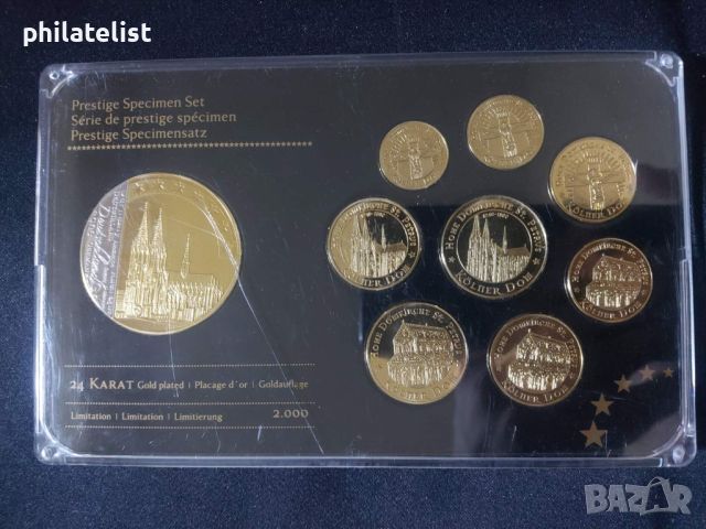 Позлатен пробен Евро Сет - Германия + медал, снимка 1 - Нумизматика и бонистика - 46447374