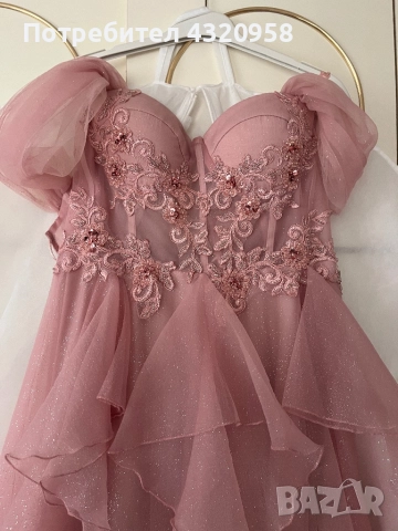 Елегантна розова рокля – като нова, носена само веднъж, снимка 2 - Рокли - 52097906