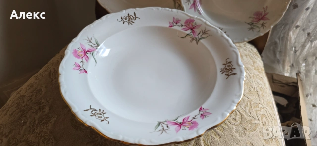 Бохемия Чехословакия– сервиз за хранене, костен порцелан, 17части, снимка 5 - Сервизи - 53659743