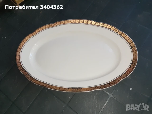 Български порцелан Китка Нови Пазар плато позлата, снимка 4 - Антикварни и старинни предмети - 51054766