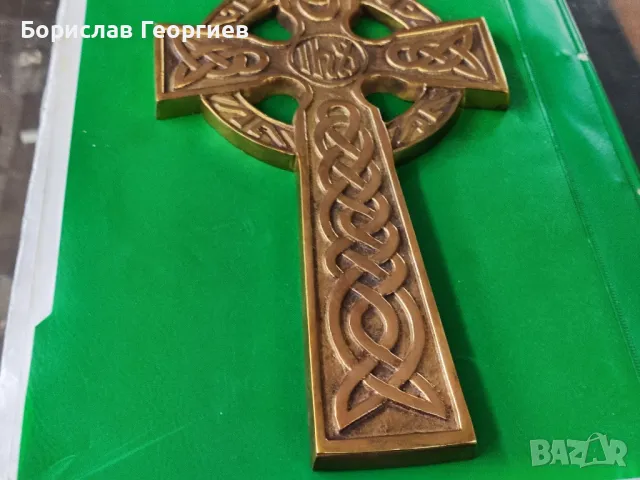Келтски кръст месинг, снимка 3 - Антикварни и старинни предмети - 49711282