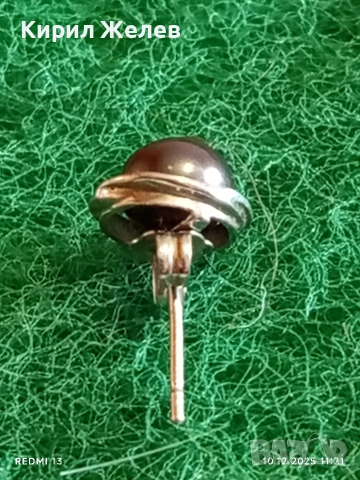 Класически модел сребърна обеца с култивирана перла винтидж стил 43085, снимка 2 - Обеци - 52719102