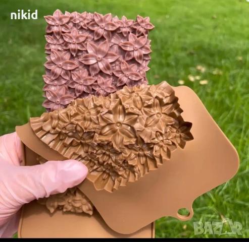 пано цветя цветчета цветенца Шоколад шоколадов блок шоколадова плочка силиконов молд форма, снимка 8 - Форми - 53953633