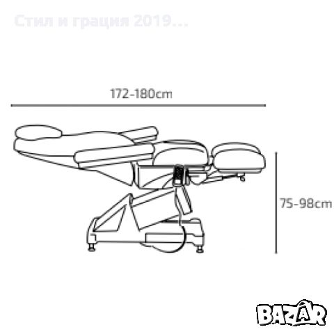 Стол за педикюр Eva (3 мотора) 172/180 х 60/82 х 75/98 см, снимка 6 - Педикюр и маникюр - 44403931