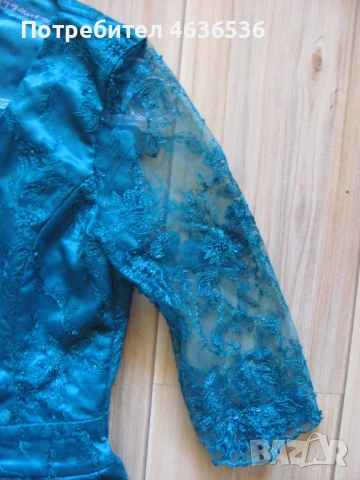 Дамска дантелена рокля с болеро , петролено зелено, снимка 5 - Рокли - 53438189