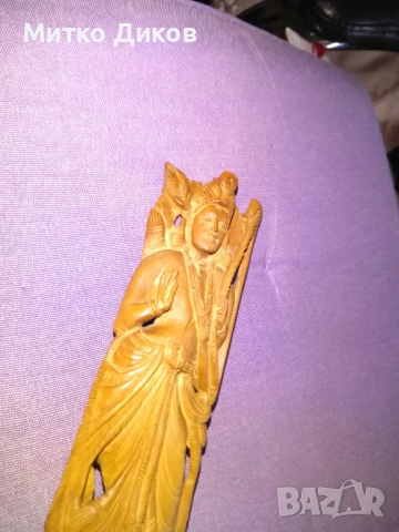 Дървена скулптура воин с лък 220х50х15мм отлична, снимка 6 - Декорация за дома - 51095605