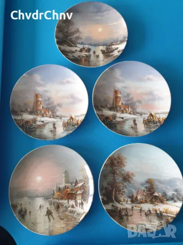 5бр Furstenberg Бавария/немска колекционерска декоративна порцеланова чиния-картина/пейзажи