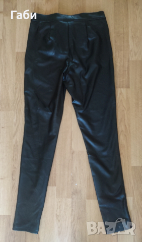 Черен кожен панталон, снимка 2 - Панталони - 54236553