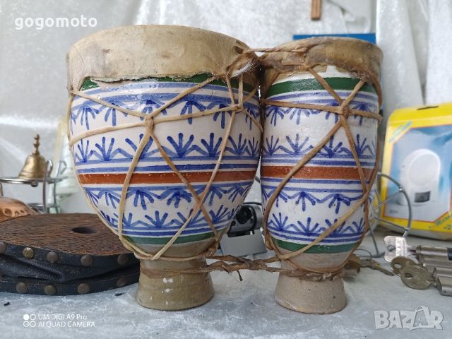 Стара тарамбука, комплект голяма и малка, донесена от Африка , снимка 14 - Други ценни предмети - 45694097