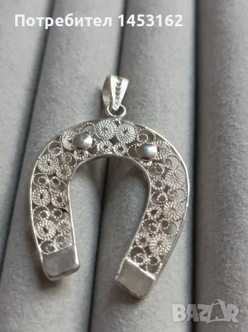 Сребърна висулка подкова за късмет , снимка 1