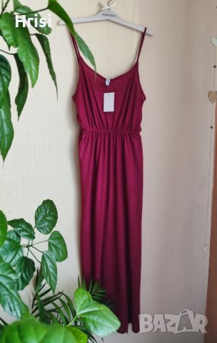 Нова цикламена дълга лятна рокля с цепки, снимка 1 - Рокли - 46225723