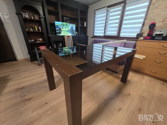 Трапезна маса със стъкло  90-130, снимка 2 - Маси - 54009234