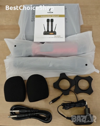 TONOR безжична микрофонна система с два микрофона – Черен и червен, снимка 7 - Микрофони - 53407582