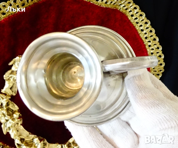 Калаен свещник с дръжка 9 см. , снимка 5 - Антикварни и старинни предмети - 52496895