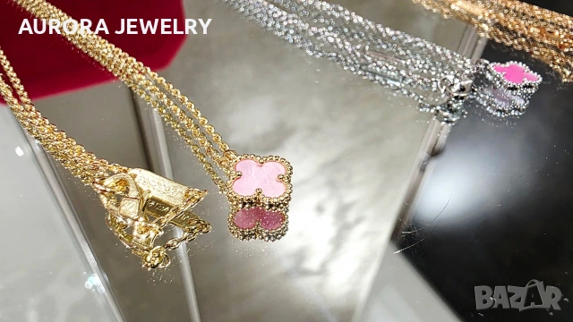 Van Cleef & Arpels VCA Gold Pink Opal Sweet Alhambra Clover Дамско Колие, снимка 7 - Колиета, медальони, синджири - 54166879
