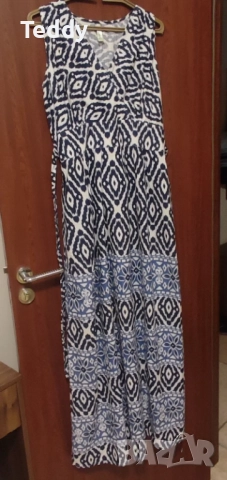 Стилна дълга рокля, 100% памук, размер L, снимка 8 - Рокли - 51536571