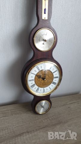 Дървен термометър,барометър,часовник и влагометър, снимка 9 - Антикварни и старинни предмети - 45296431