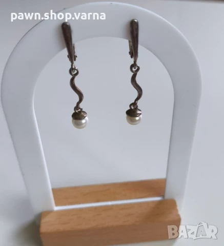 Сребърни обеци с инкрустации – 925 проба, снимка 2 - Обеци - 51071114