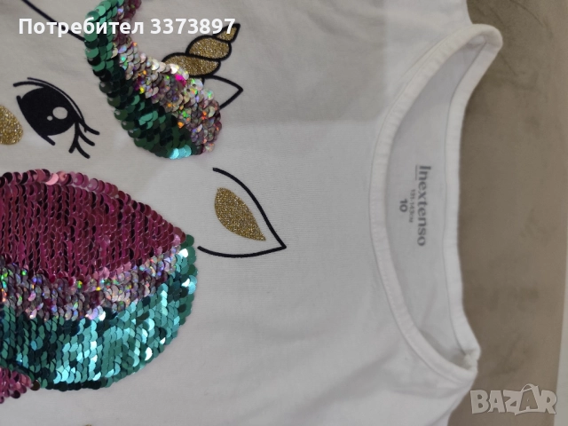Детска тениска за момиче с пайети , снимка 3 - Детски тениски и потници - 52448697