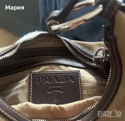 Дизайнерска Prada/Прада канвас чанта от канвас цвят на зелена маслина, снимка 4 - Чанти - 49727027