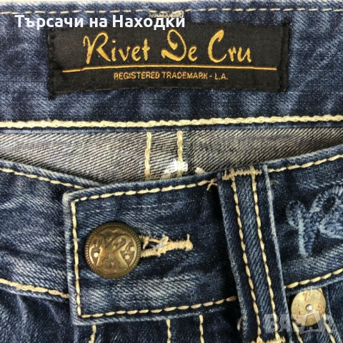 $138 Мъжки дънки Rivet De Cru Men's 32x33 Straight Leg Jeans Distressed, снимка 8 - Дънки - 50835060