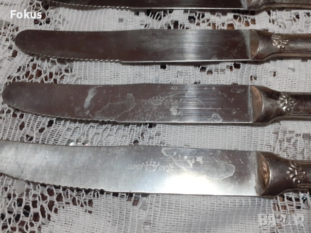 Стари антикварни посребрени прибори ножове 5 бр. маркирани, снимка 3 - Антикварни и старинни предмети - 53712195