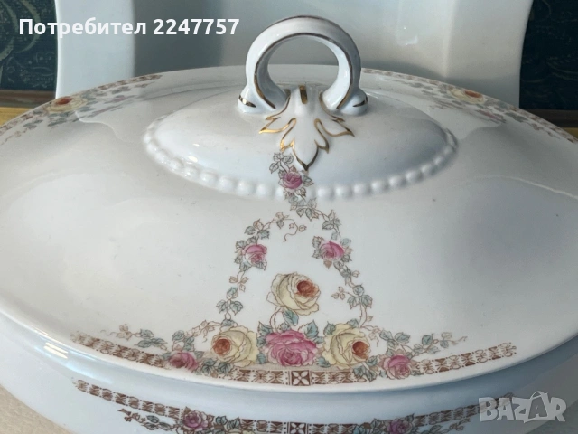 Терин с квадратна чиния порцелан, снимка 2 - Антикварни и старинни предмети - 54179609