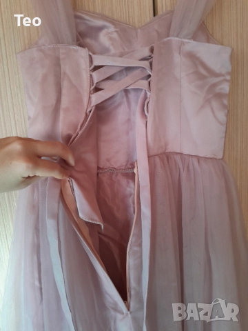 Официална дълга рокля, светло розово, тюл, снимка 16 - Рокли - 52931136