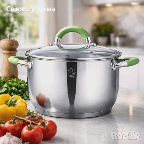 Комплект тенджери Swisgold Alana с 5-слойно капсулно дъно + ПОДАРЪК луксозен комплект прибори з, снимка 8 - Съдове за готвене - 54170935