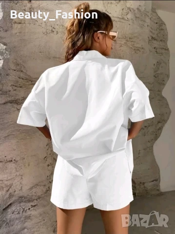 Бял комплект къси панталонки и риза, снимка 6 - Комплекти - 51394673