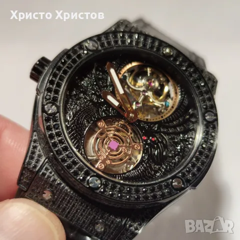 Мъжки луксозен часовник Hublot Tourbillon Skeleton Open case , снимка 3 - Мъжки - 47112530