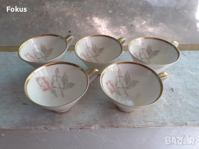Лот порцелан 5 чашки за кафе позлата маркировка